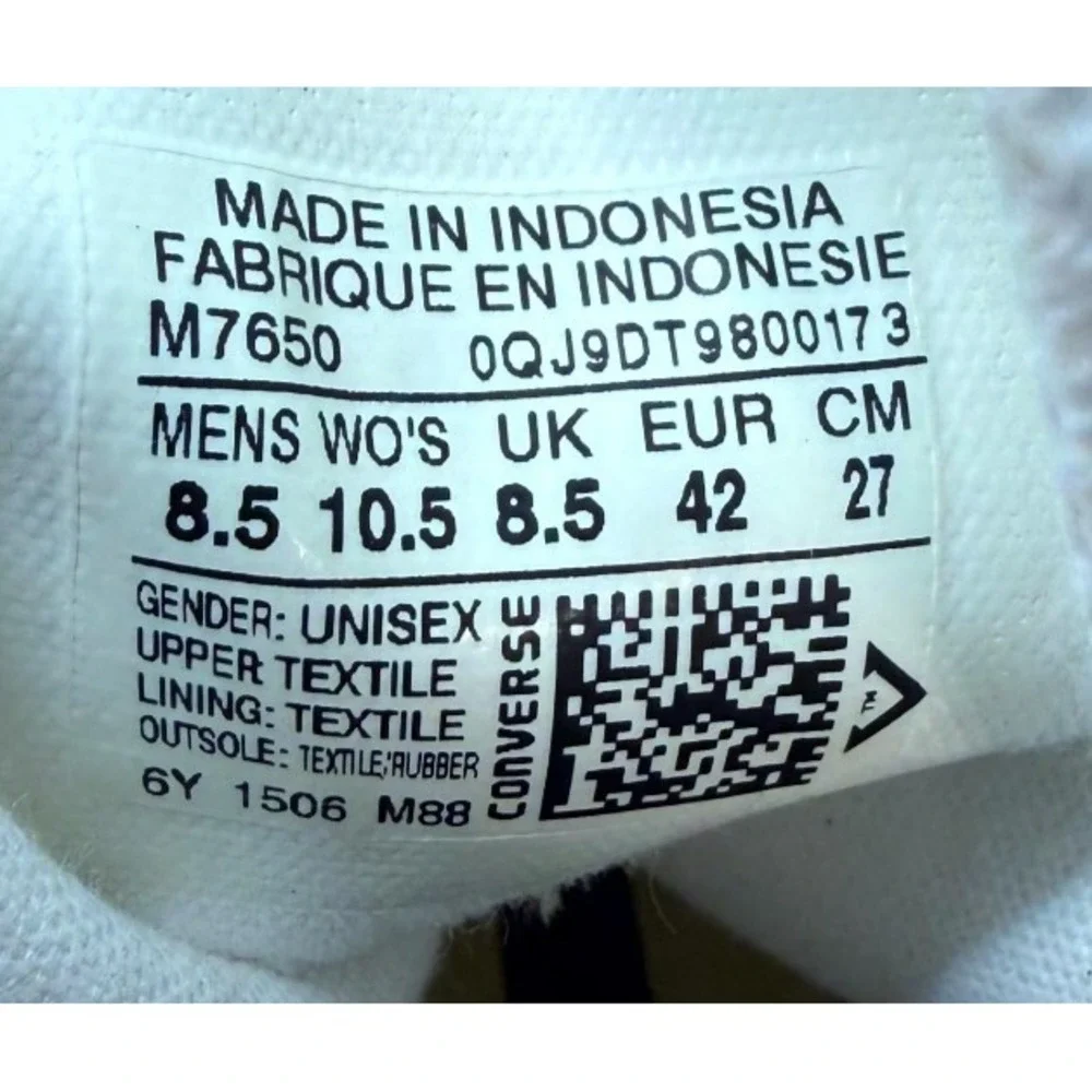 Converse Chuck Taylor All Star Hi M7650 White Globe Print Mens 8.5 Womens 10.5